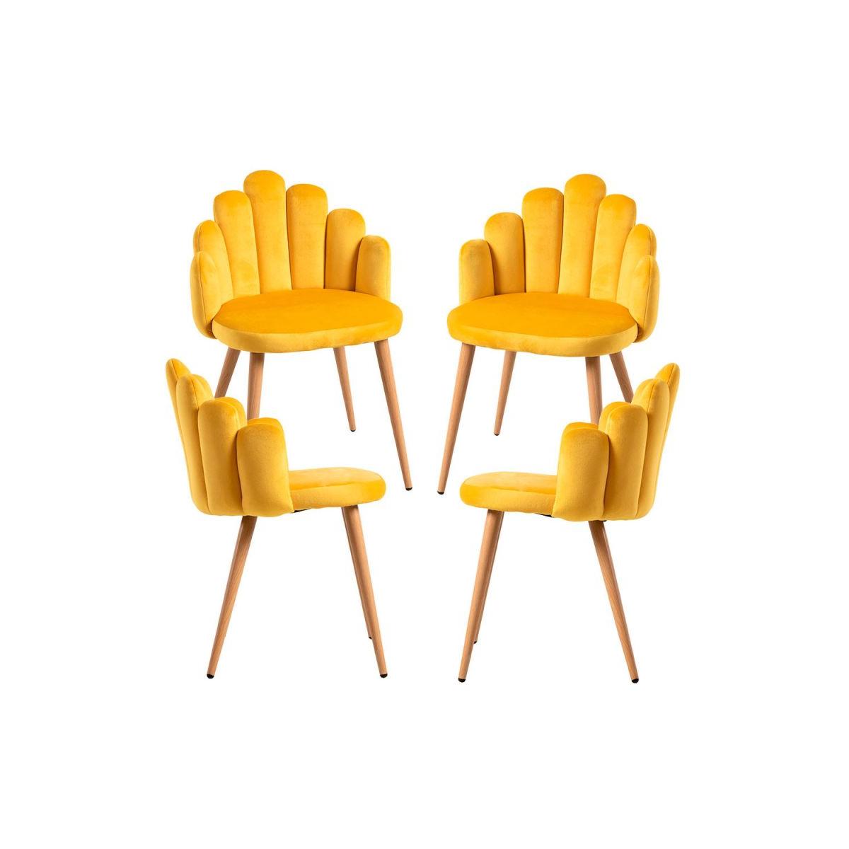 Regalos Miguel - Packs Sillas Comedor - Pack 4 Sillas Hand Terciopelo - Amarillo