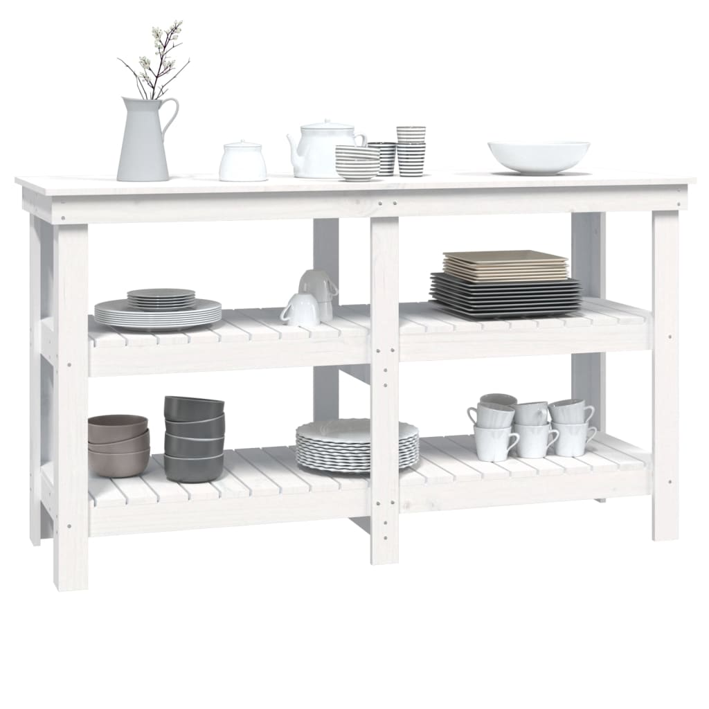 vidaXL Banco de trabajo de 142,5x50x80 cm Color Natural,  Blanco,  Gris y mas