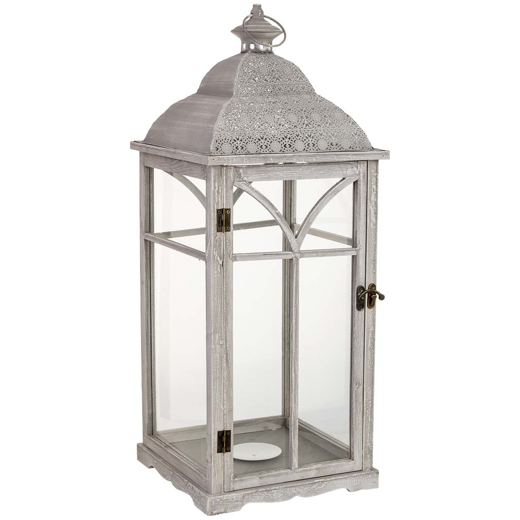 Wonderlust Deco - Farol de madera 30x30x74.5h cm Blanco 30x30x74.5h cm