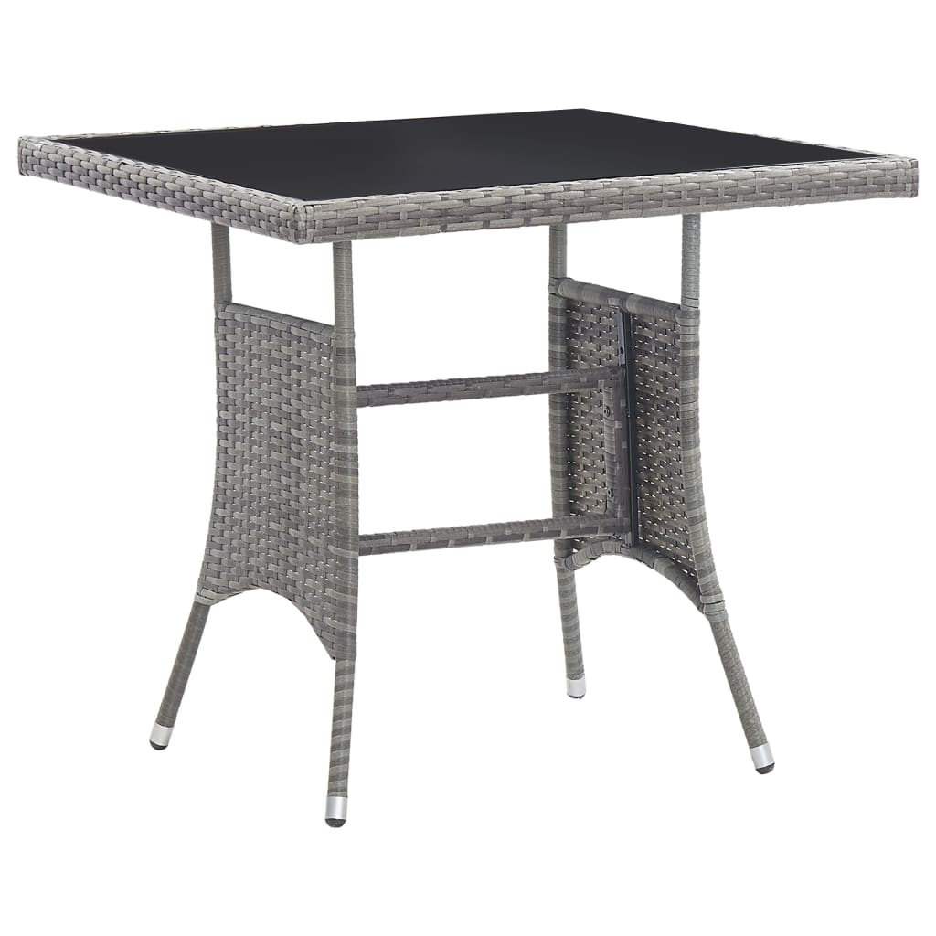 vidaXL Mesa de jardín ratán sintético gris en dimensiones 140 x 80 x 74 cm/80 x 80 x 74 cm | estructura resistente ideal para salón dormitorio o estudio