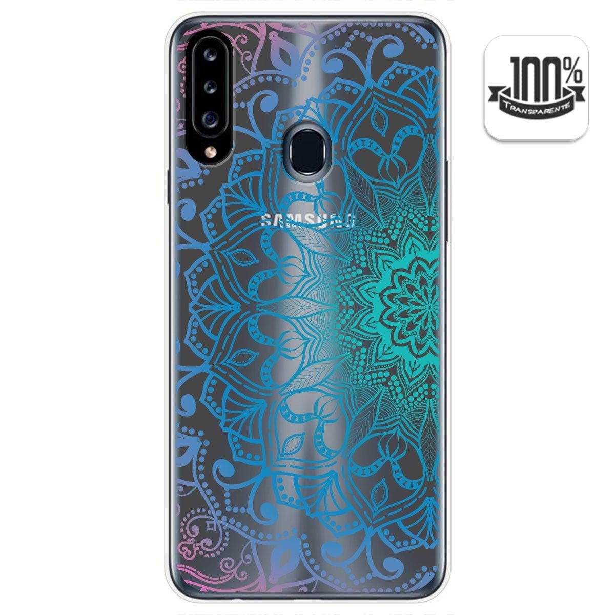 Tumundosmartphone Funda Gel Transparente para Samsung Galaxy A20s diseño Mandala Dibujos