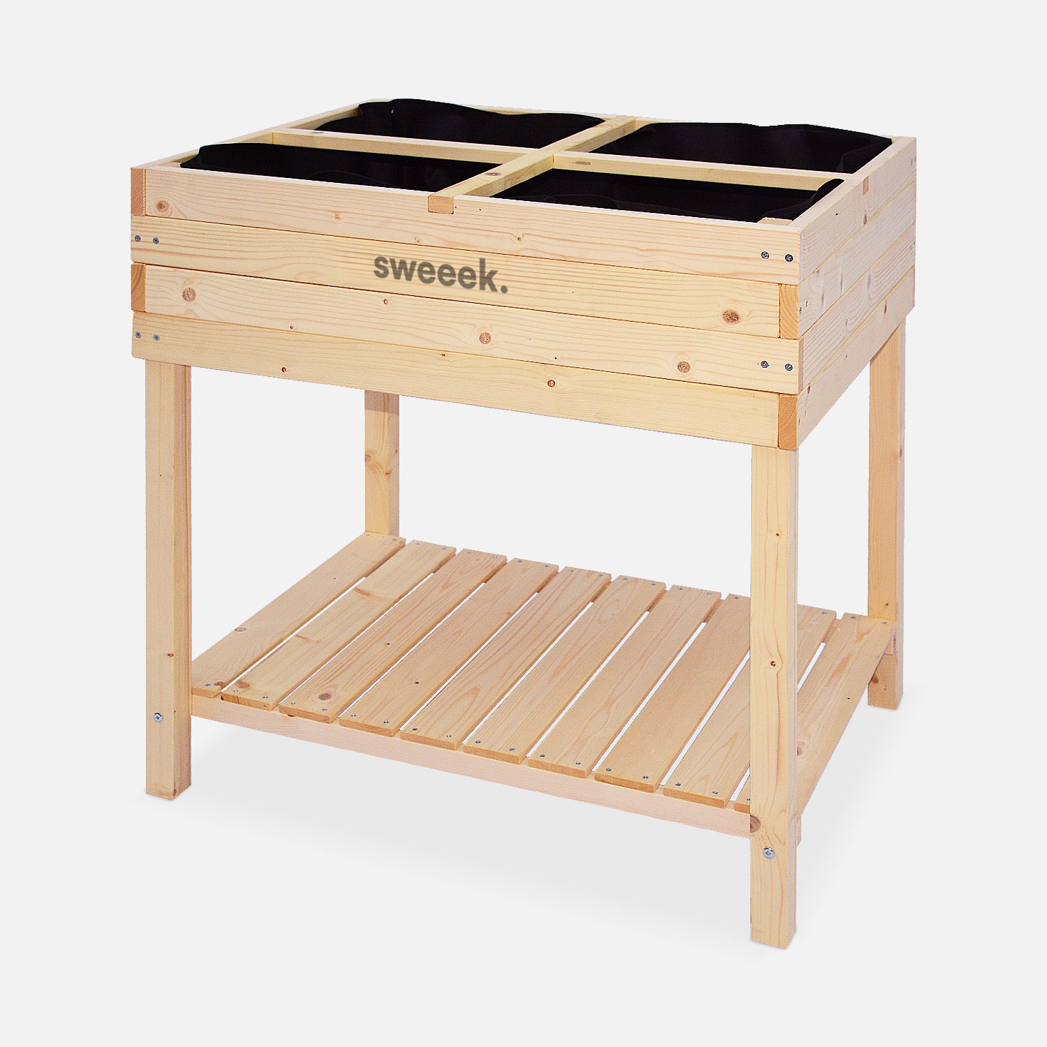sweeek - Huerto de madera cuadrado sobre patas, 80x60cm , Anemone , 80x60x80