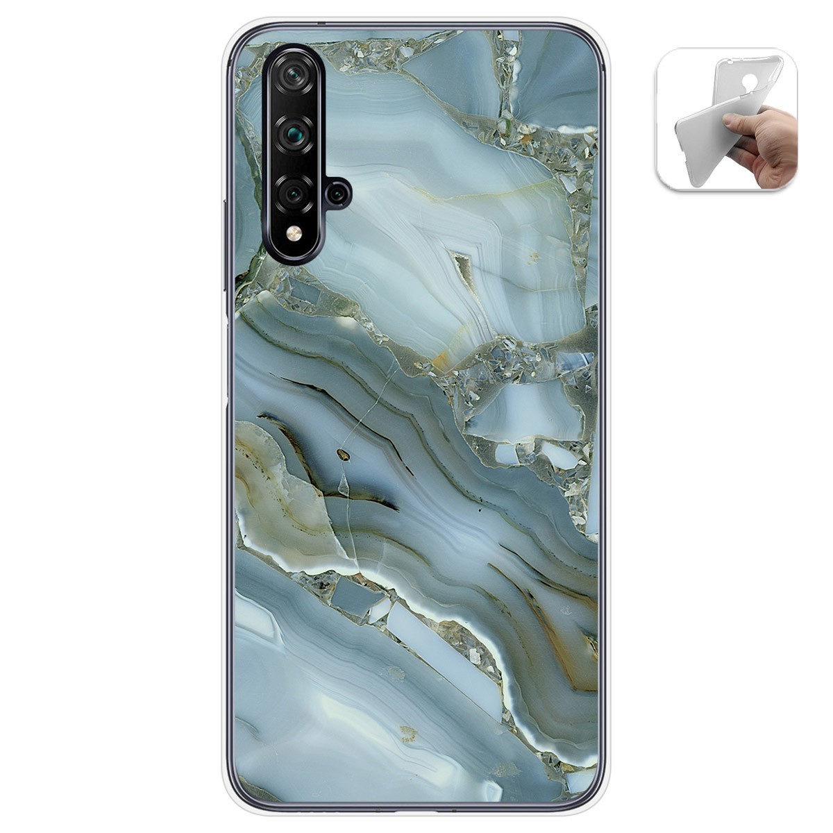 Tumundosmartphone Funda Gel Tpu para Huawei Nova 5T / Honor 20 diseño Mármol 09 Dibujos
