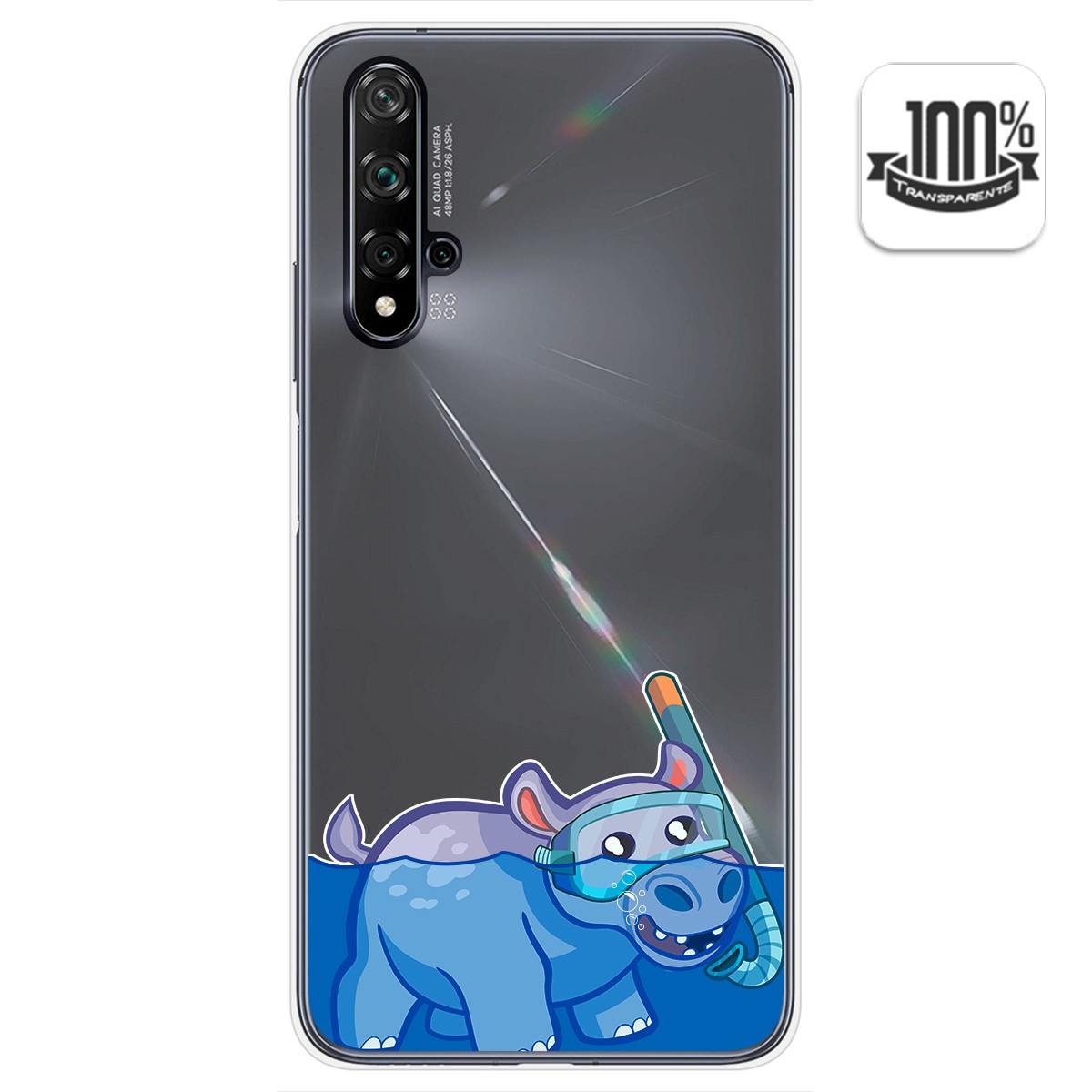 Tumundosmartphone Funda Gel Transparente para Huawei Nova 5T / Honor 20 diseño Hipo Dibujos