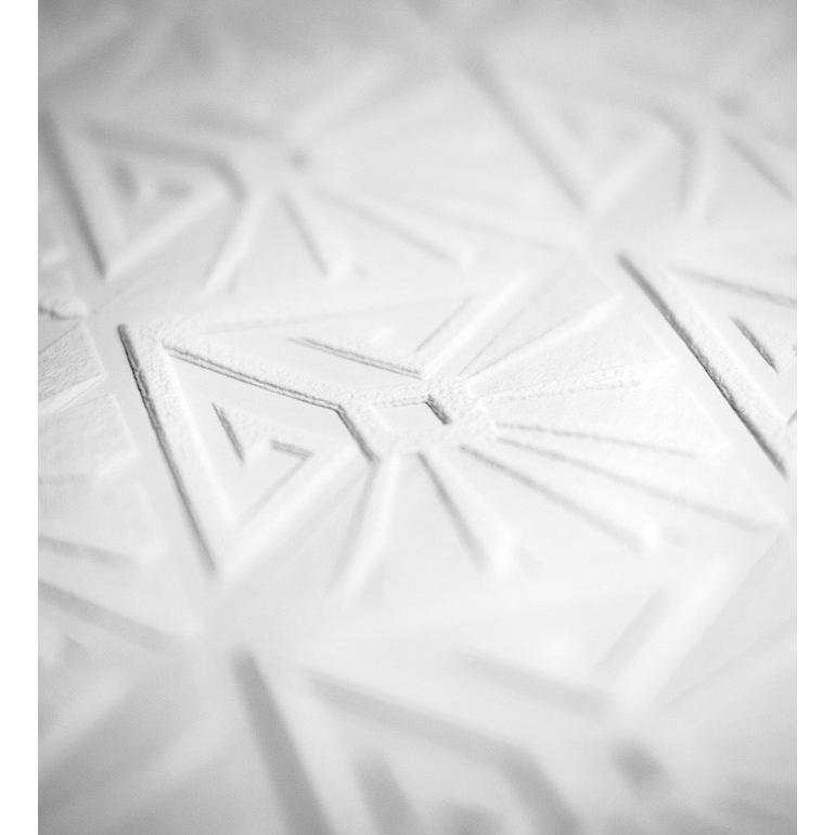 Papel pintado repintable vinílico lavable geométrico art déco blanco alto relieve - Eines Texture 123179 de GAULAN - Rollo de 10 m x 0,53 m