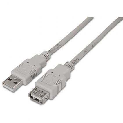 Cable Alargador USB 2.0 Aisens A101-0013/ USB Macho - USB Hembra/ Hasta 2.5W/ 60Mbps/ 1.8m/ Beige