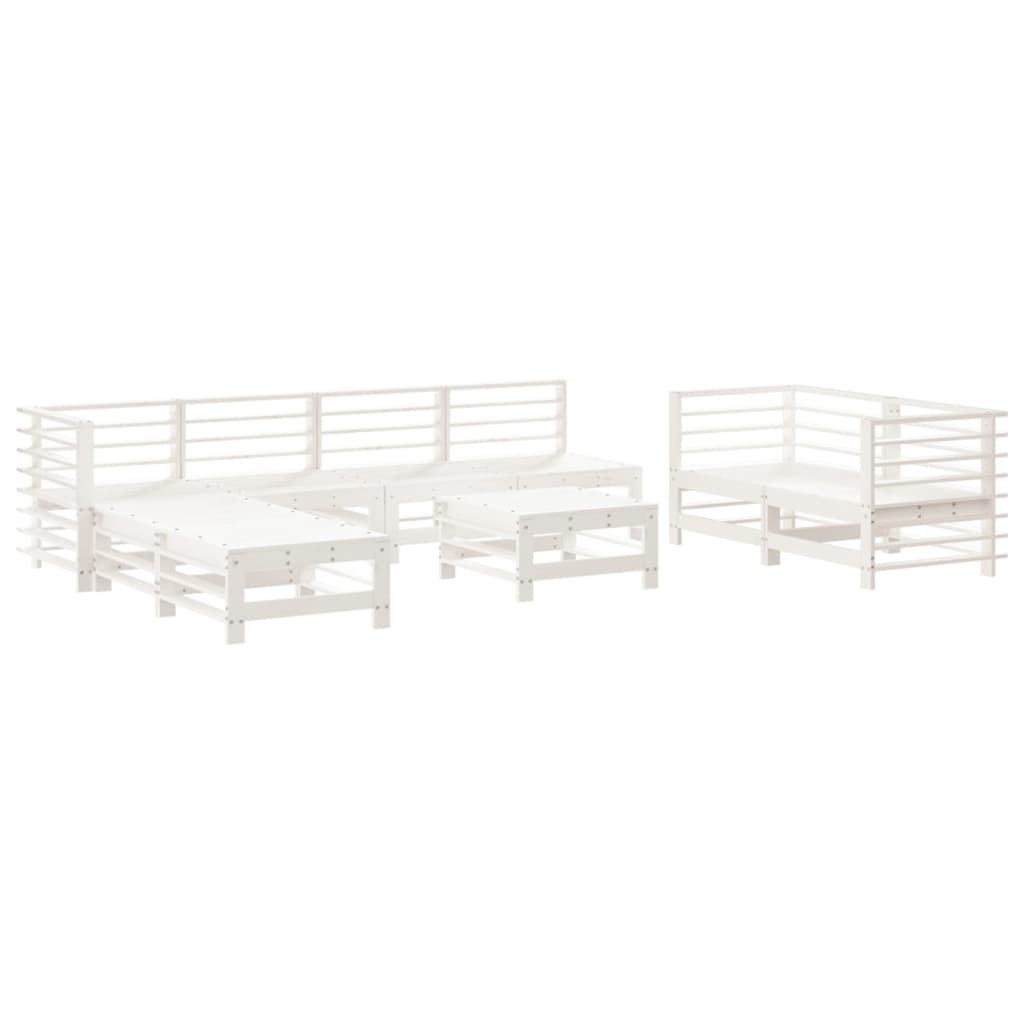 vidaXL Mesa y taburetes altos jardín 9 pzas madera maciza pino blanco