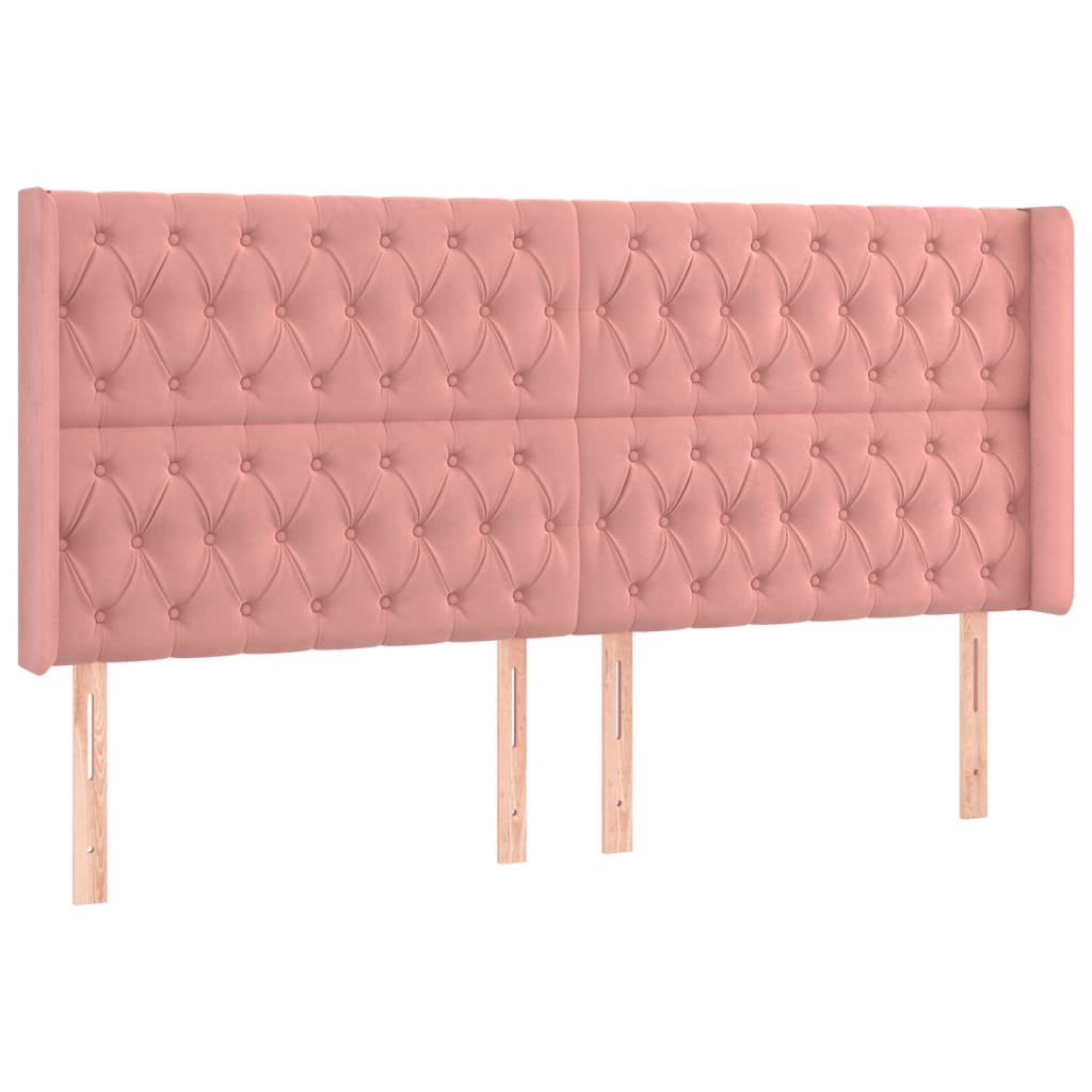 vidaXL Cabecero con LED de terciopelo rosa 203x16x118/128 cm
