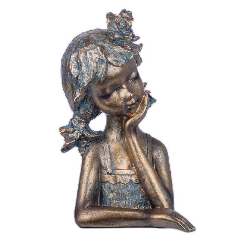SIGNES GRIMALT Figura Niño Busto Dorado de Resina 30x17x18cm Decoración Hogar Jardín