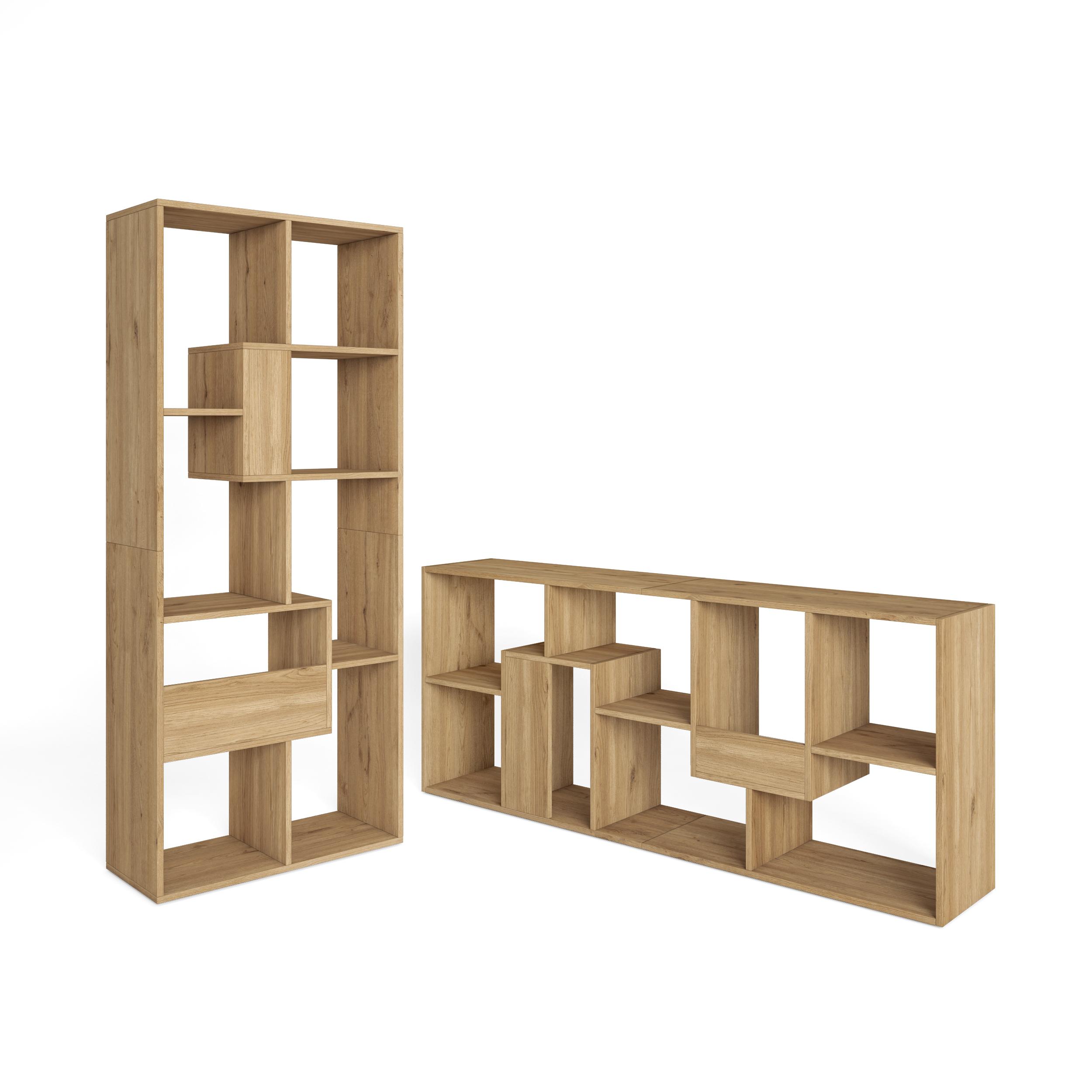 Skraut Home - Librería estantería - Estanteria libros de pared - 67x31x162cm - Con Almacenaje - Estilo Moderno