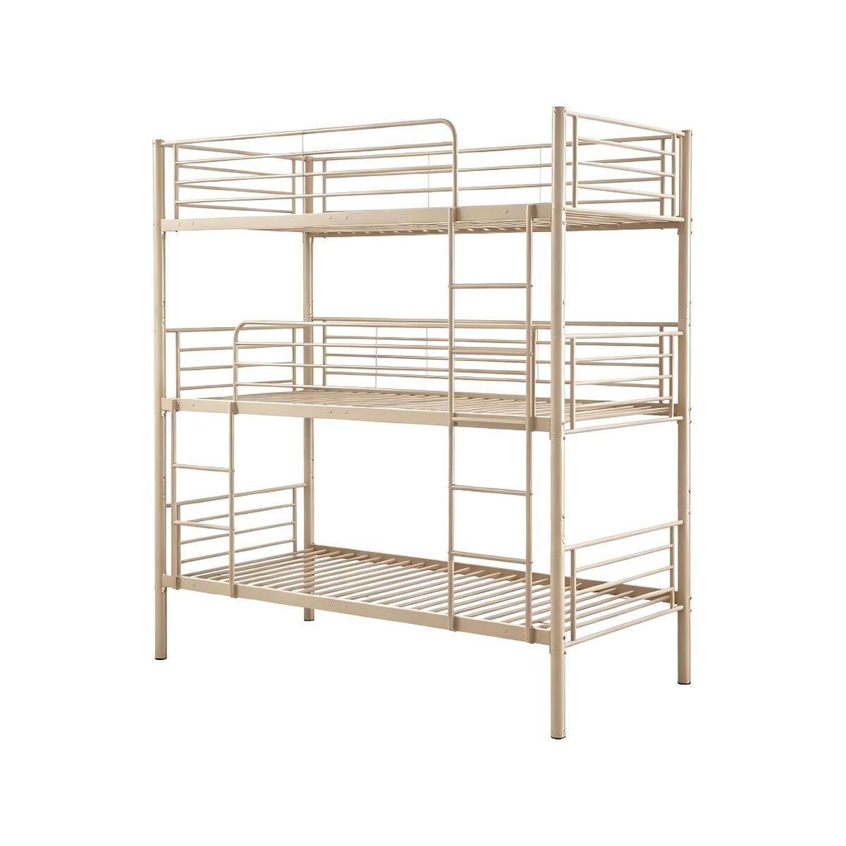 Habitat y Jardin - Litera triple de metal  - 90 x 190 cm - Gris topo