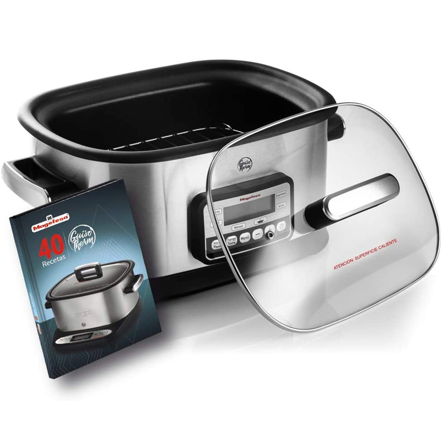 Magefesa Guisotherm - Olla Eléctrica de Cocción Lenta Multifunción 6L, 1200W, Funciones Freír, Vaporara, Grill, Recipiente Extraíble Antiadherente