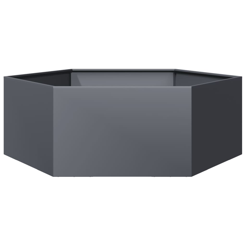 vidaXL Jardinera hexagonal de acero inoxidable 138x120x45 cm en color Acero Inoxidable/Gris Claro/Acero/Verde/Acero/Antracita y más