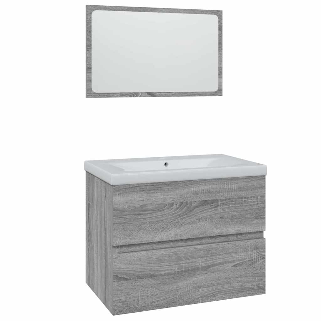 vidaXL Set de muebles de baño madera contrachapada gris Sonoma