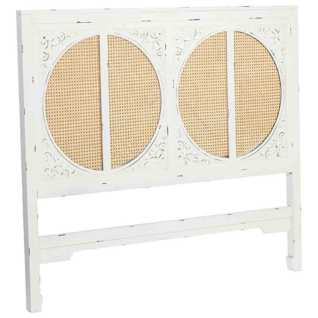 Wonderlust Deco - Cabezal de cama de Madera con rejilla blanco 150x5x130h cm Blanco 150x5x130h cm