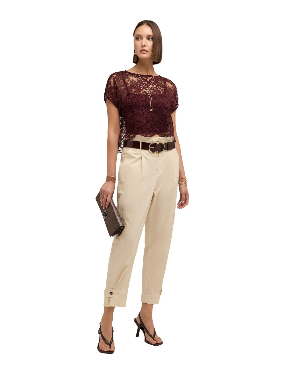 Motivi - Blusa corta de encaje