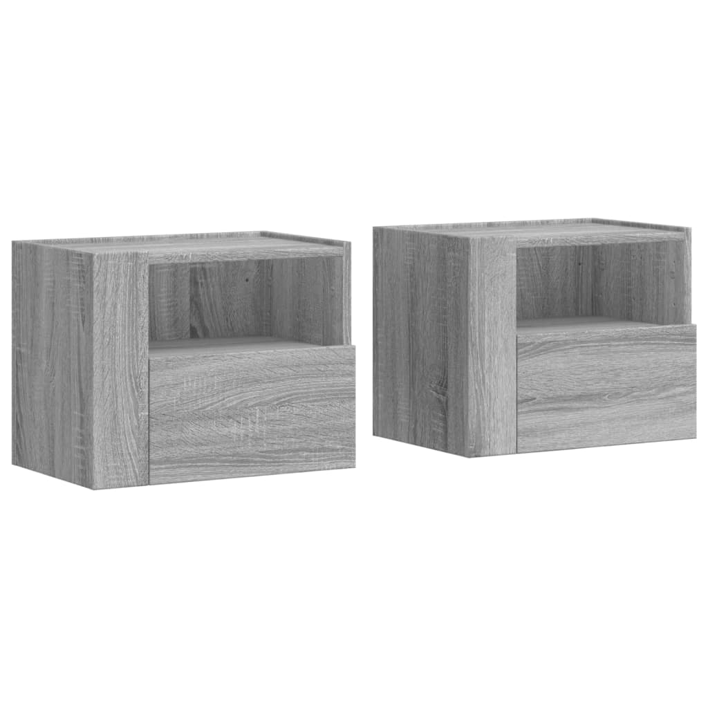 Vidaxl Mesitas de Noche de Pared 2 Unidades 45x30x35 Cm Gris Hormigón