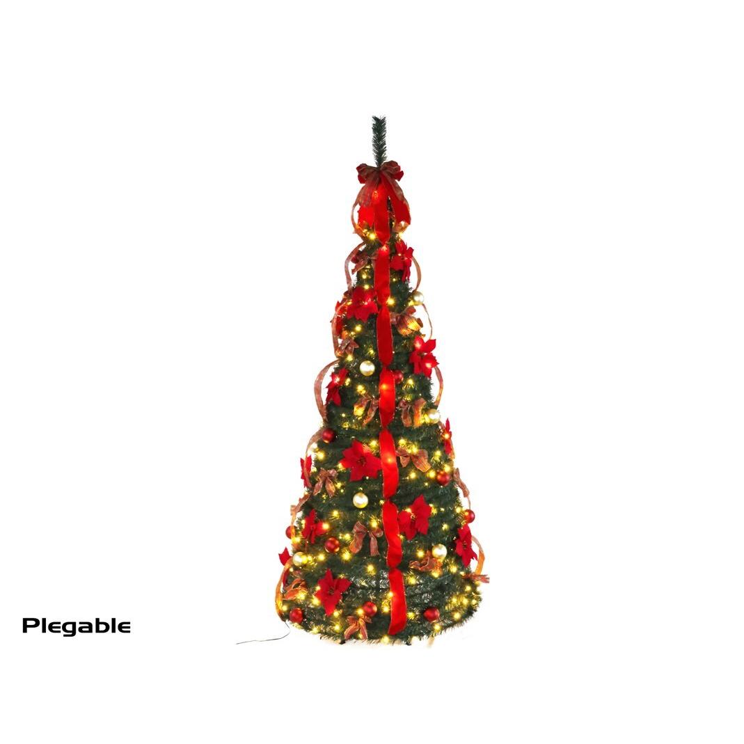 Gerimport Árbol Navidad con cinta y 100 led 60x150 cm