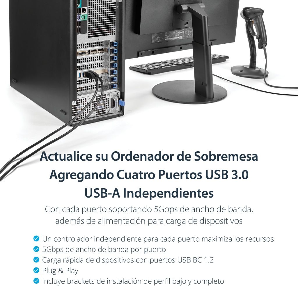 StarTech - Tarjeta sintonizadora PEXUSB3S44V para PC con 4 puertos USB 3.0 hasta 5 Gbps, soporte UASP y compatibilidad Linux