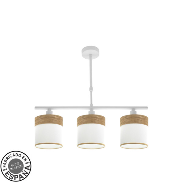 FABRILAMP Lampara Cloe 3xe14 Blanca/blanca-madera Clara Regx55x14 cm