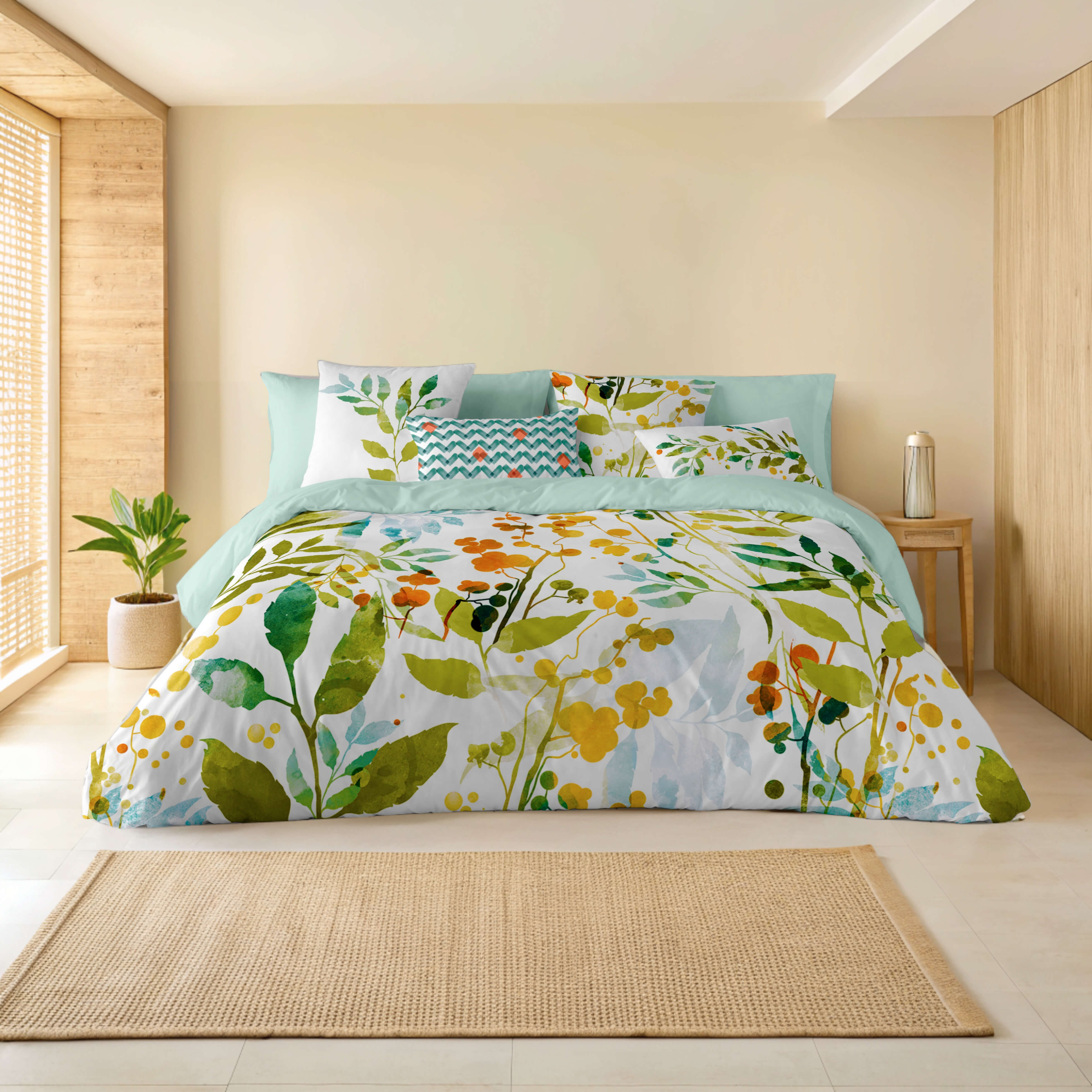 NATURALS - Funda Nórdica Estampada - 100% Algodón Extra Suave - Incluye Funda Nórdica + 1 o 2 Fundas de Almohada - Fabricado en España - Modelos Florales - Cama 90/135/150/180