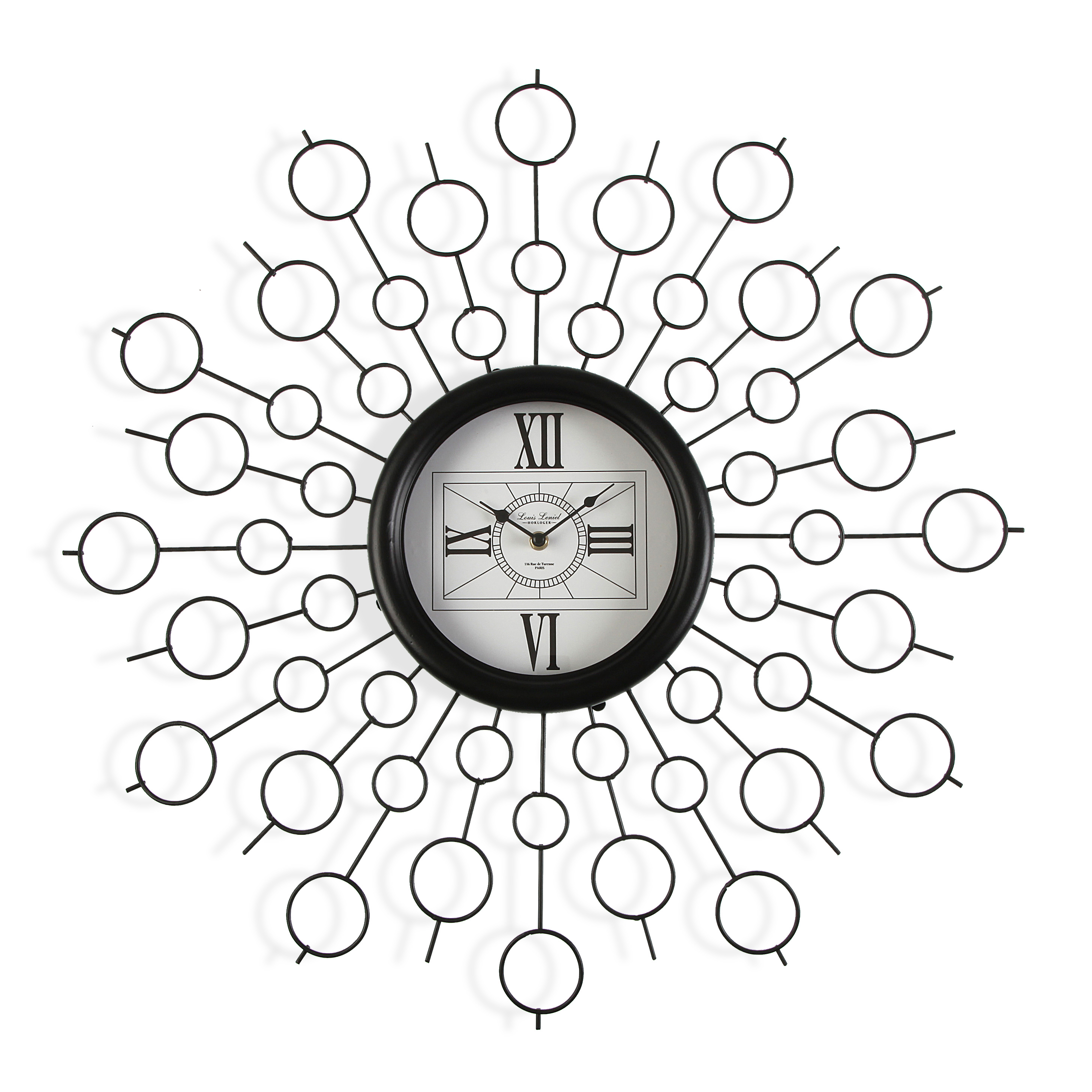 Versa Maputo Reloj de Pared Decorativo para la Cocina, el Salón, el Comedor o la Habitación, , Medidas (Al x L x An) 68 x 6,5 x 68 cm, Metal, Color Negro
