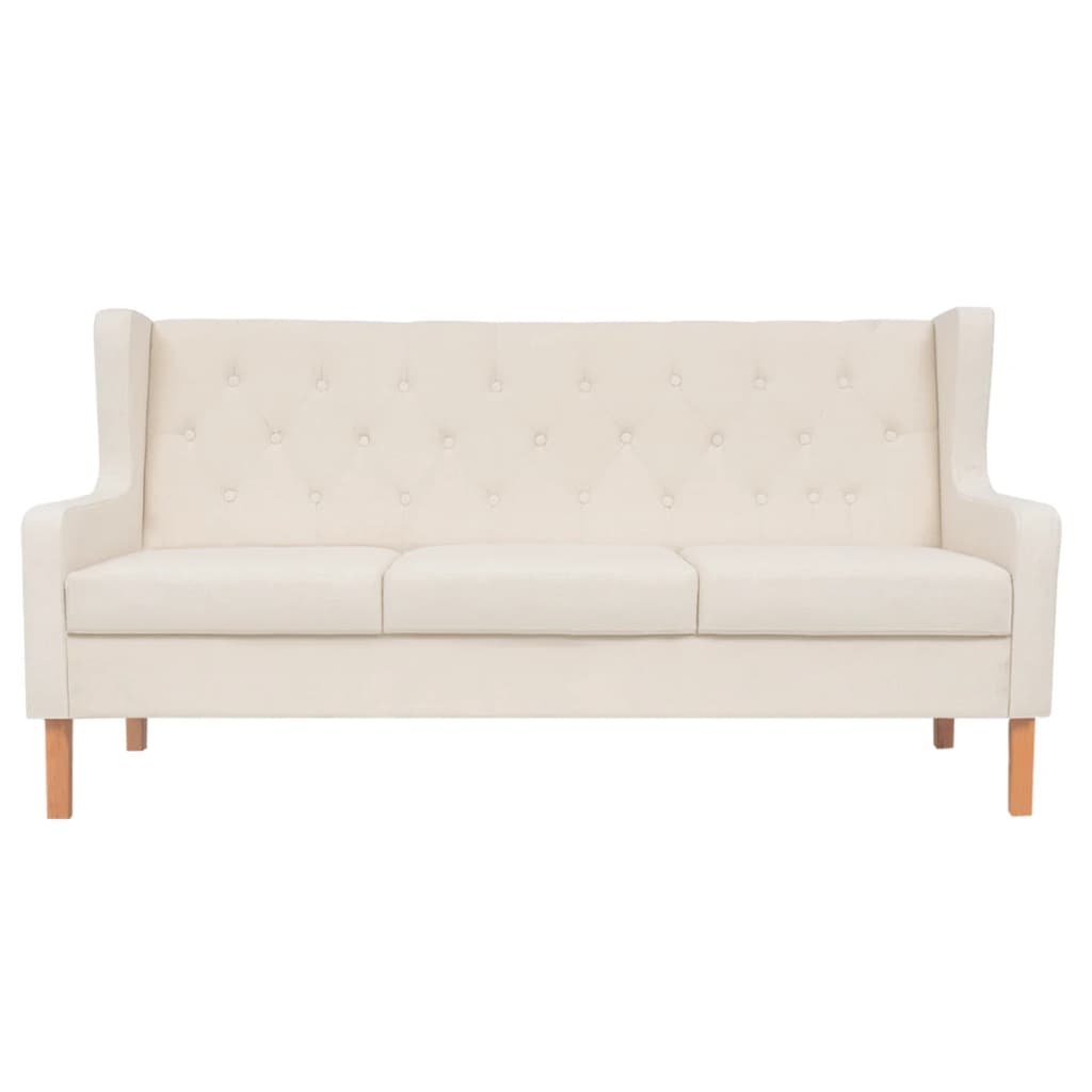 vidaXL Conjunto de sofás 3 piezas tela blanco crema