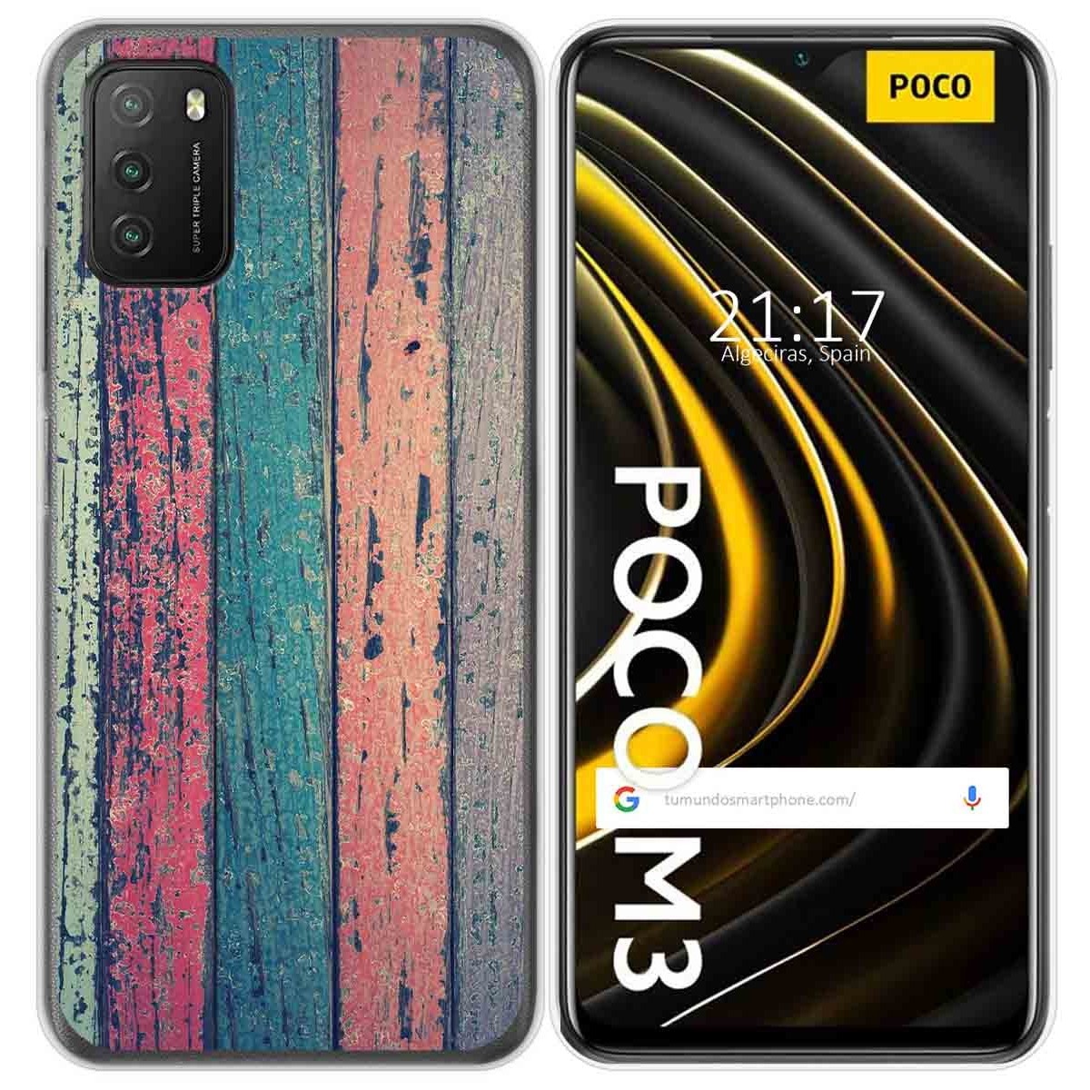 Tumundosmartphone Funda Gel Tpu para Xiaomi POCO M3 / Redmi 9T diseño Madera 10 Dibujos
