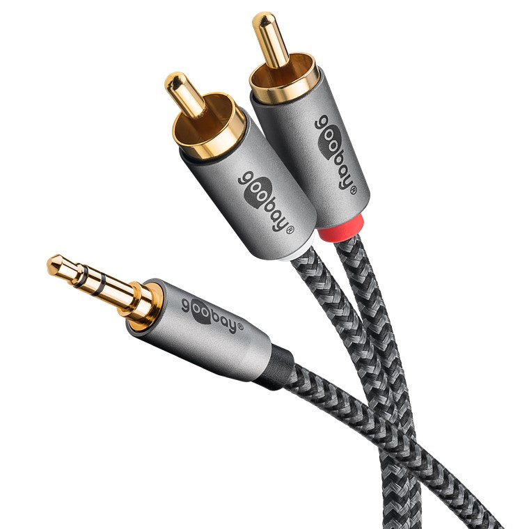 Goobay 65289 cable de audio 3 m 3,5mm 2 x RCA Negro, Plata