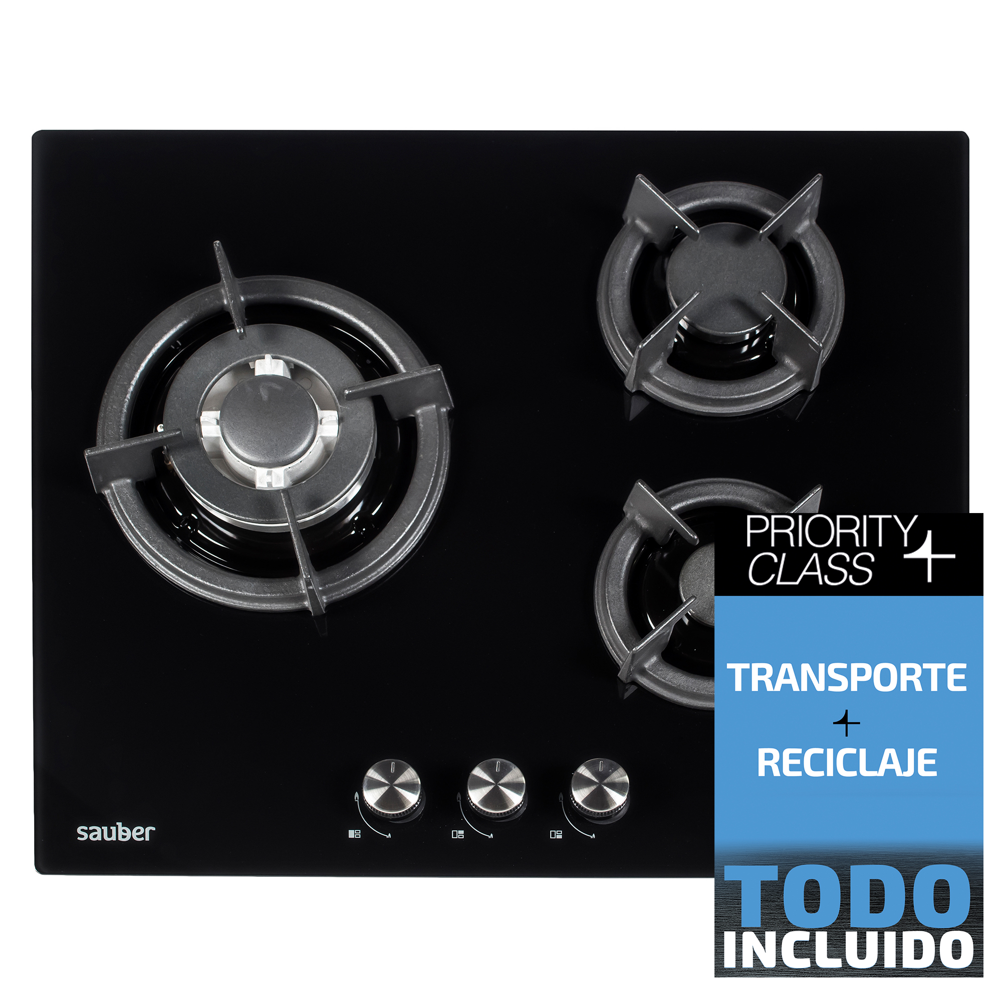 Encimera de gas SAUBER SECGN06 3 zonas coccion ancho 60 cm Gas natural