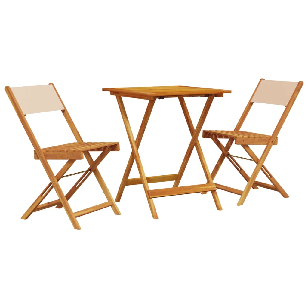 vidaXL Juego de bistro de 3 piezas tela y madera maciza bej