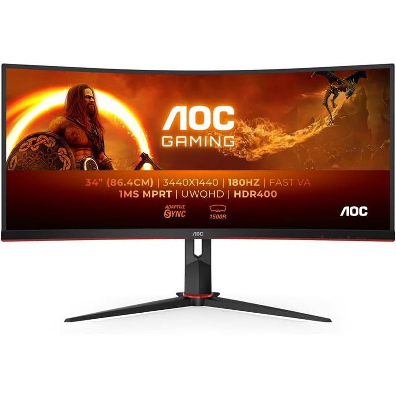 Monitor AOC CU34G2XP/BK 34" LED VA UltraWide QHD 180Hz Curvo