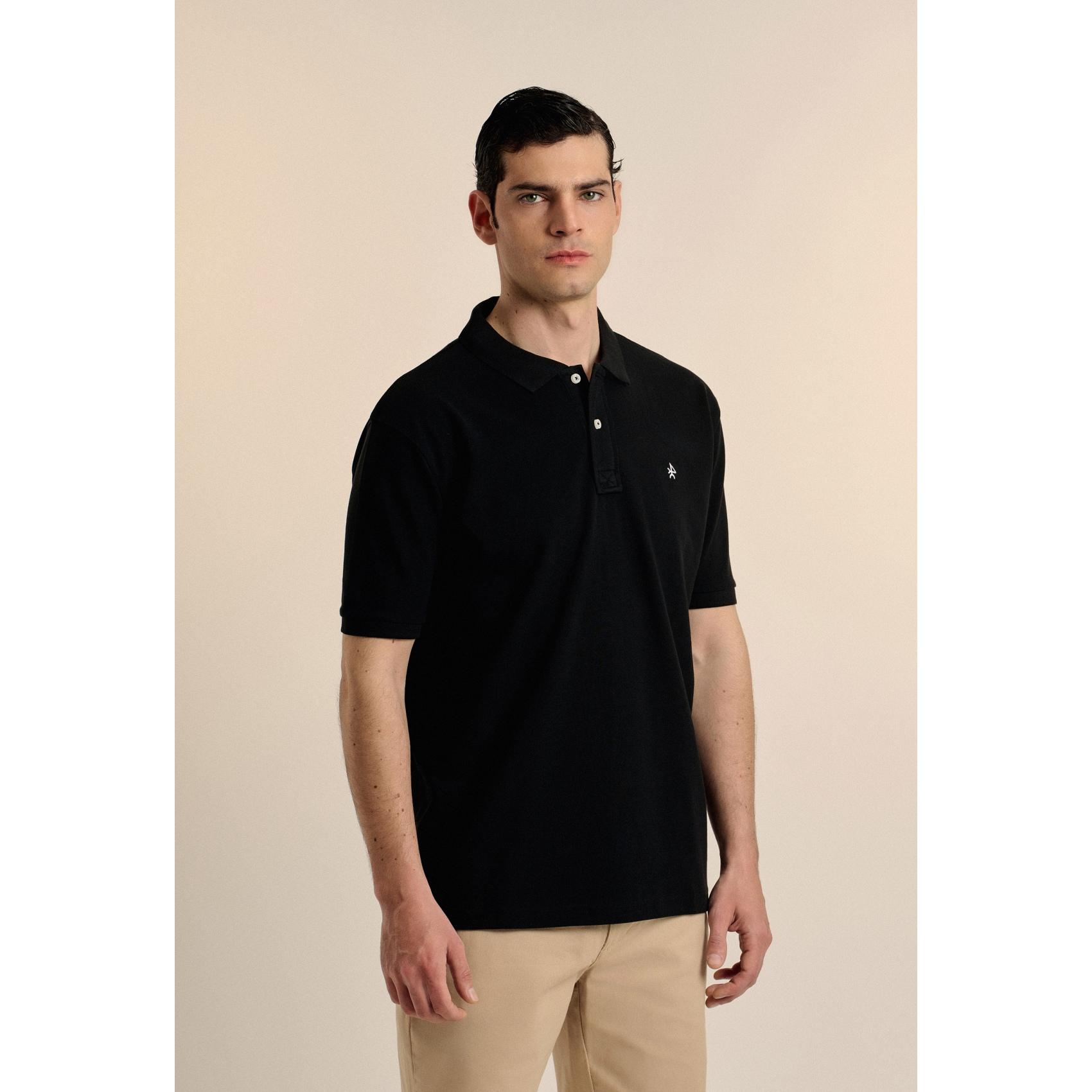 Polo Valecuatro clásico algodón piqué negro