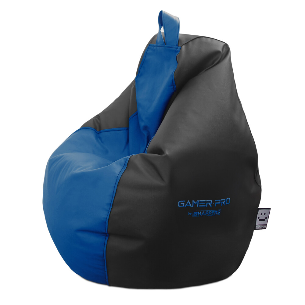 Puff Gamer PRO Polipiel Azul XXL. Ideal para Jugar con tu Playstation, Xbox, Switch. HAPPERS - Cómodo, ligero y resistente. Make it Happers®
