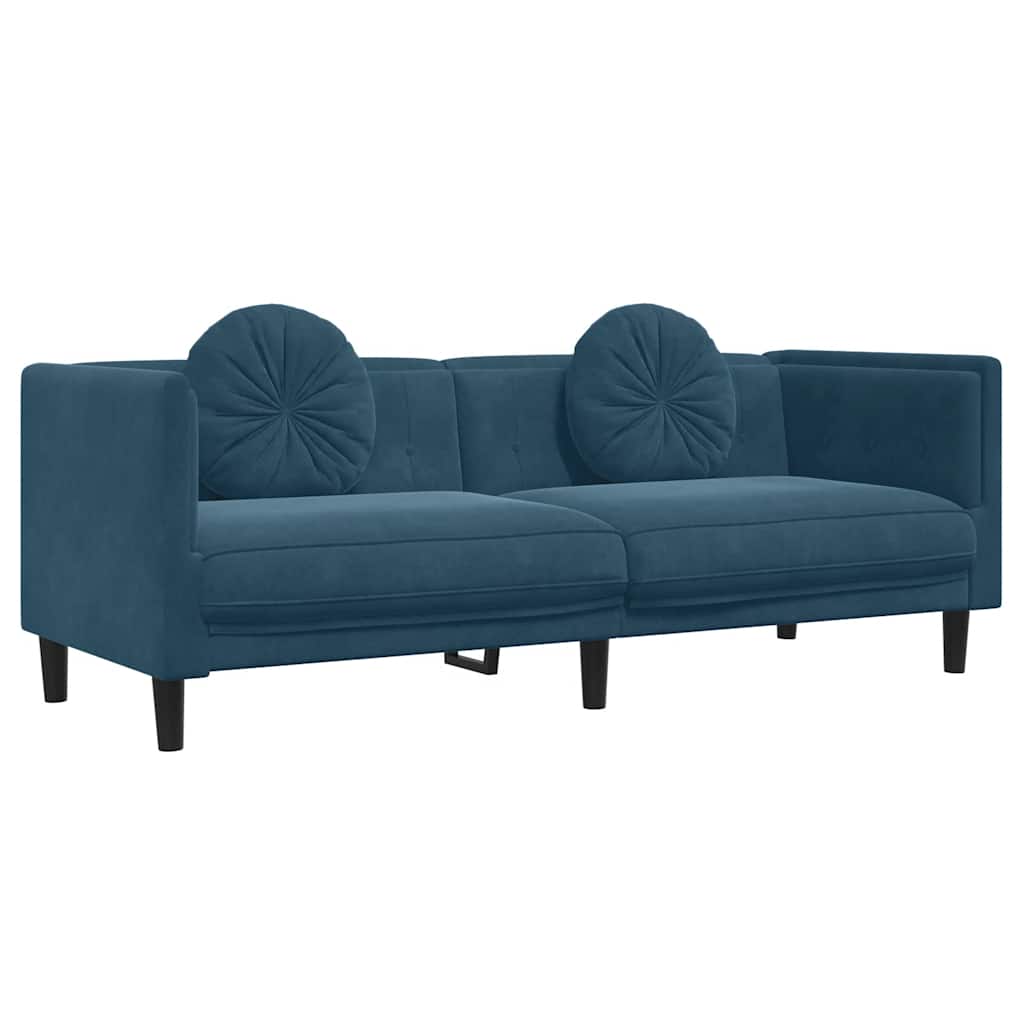 vidaXL Sofá con cojines 3 plazas terciopelo azul
