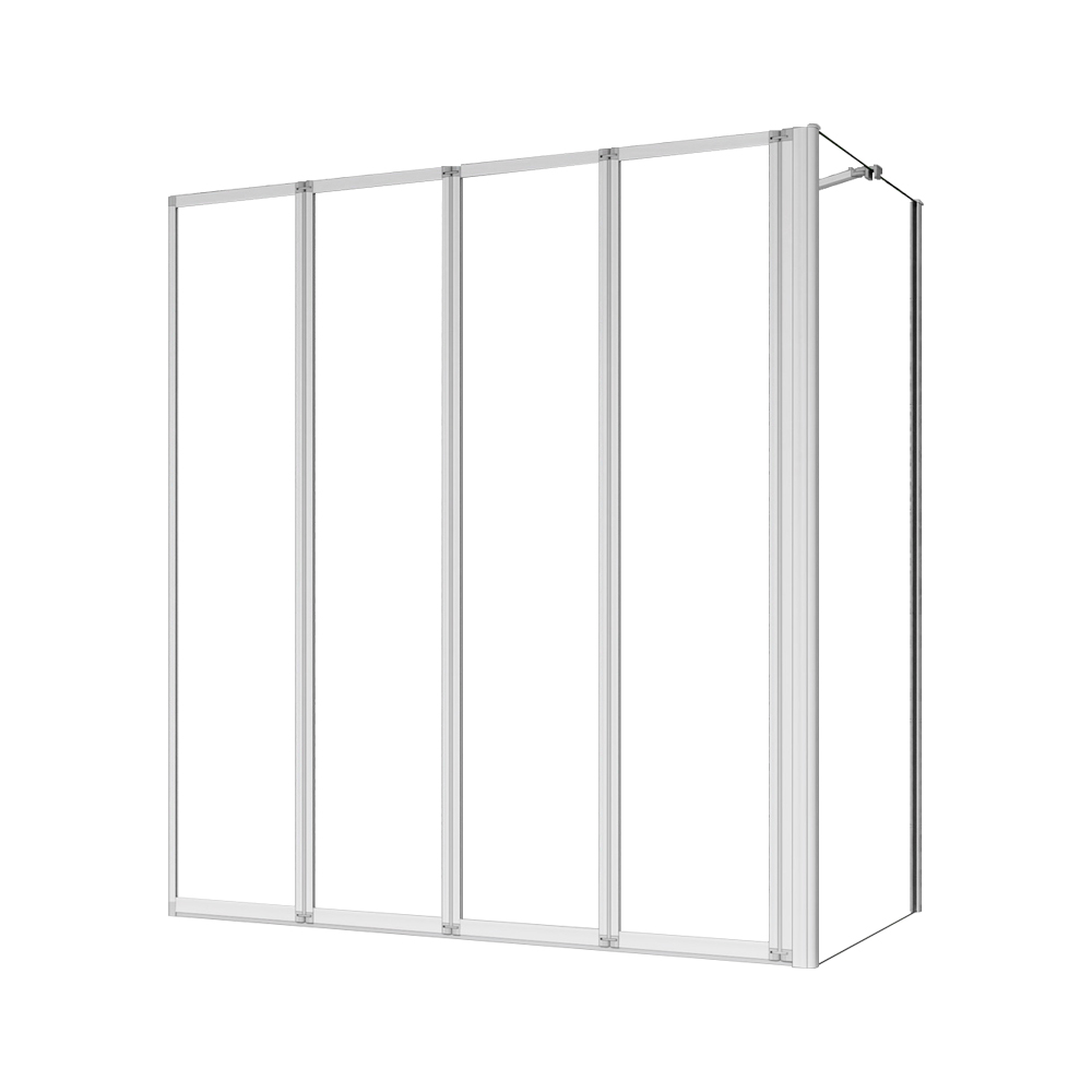 Mampara de Bañera Plegable 4 Hojas+Panel lateral,Vidrio Templado 4mm,Gris Mate,Altura 140cm