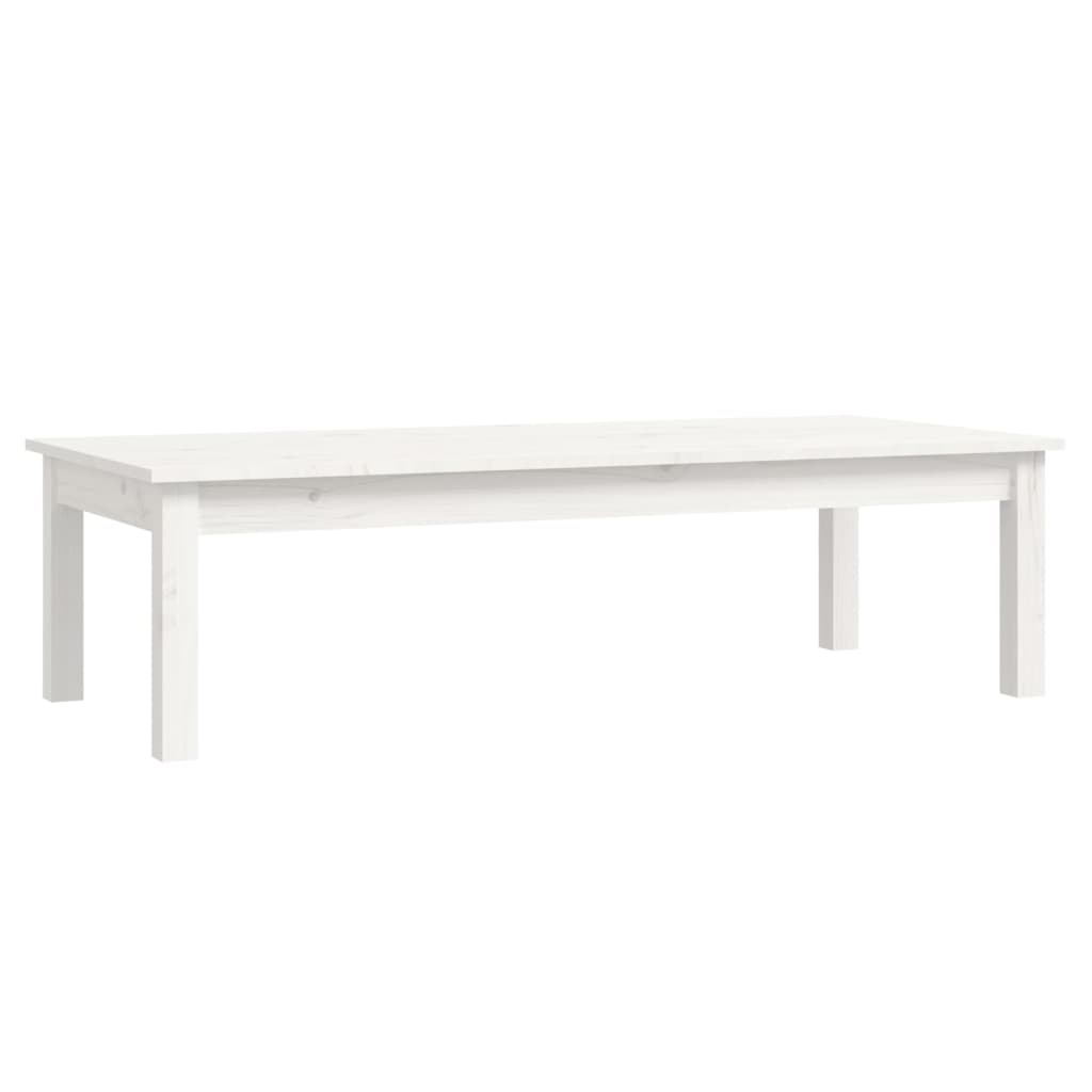 vidaXL Mesa de centro de madera maciza de pino blanco 110x50x30 cm