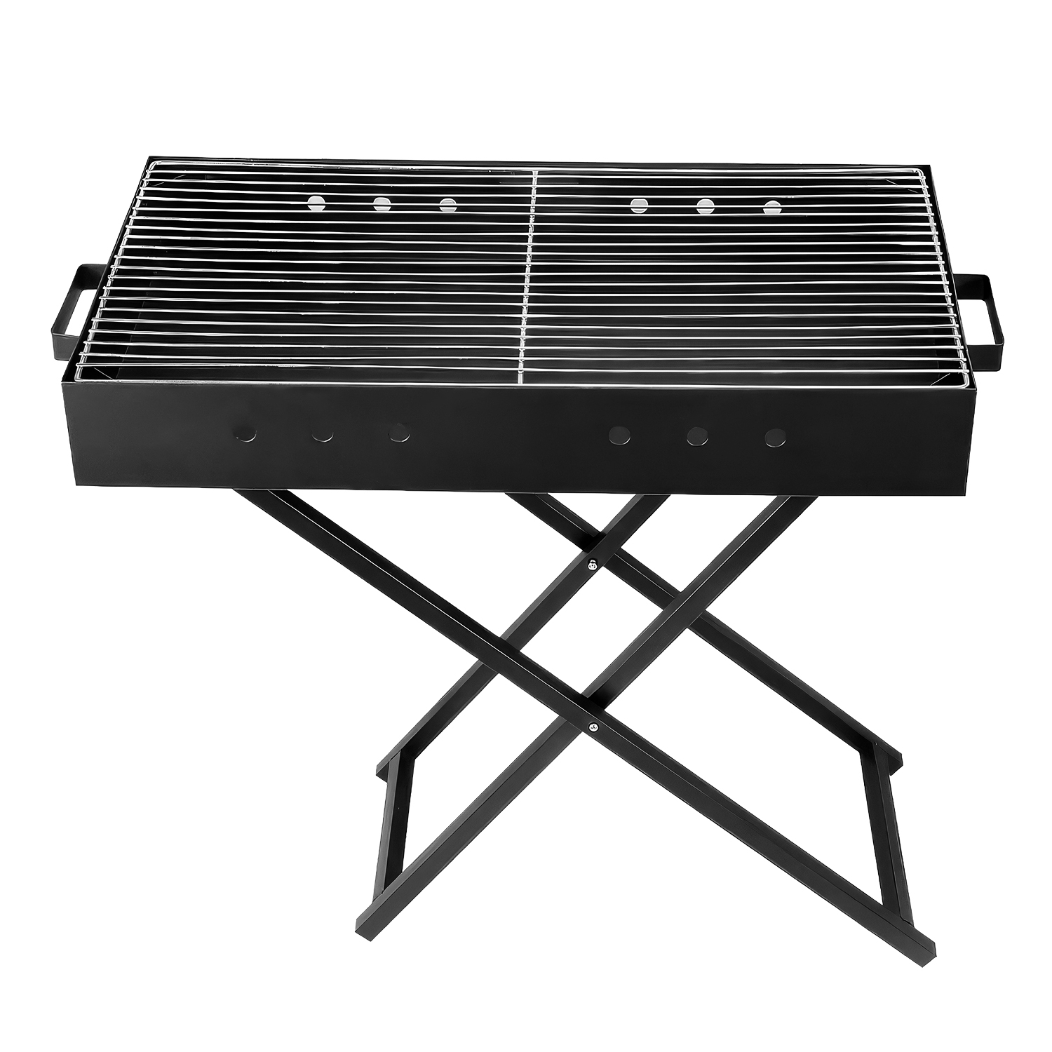 Barbacoa portátil de carbón YF-3090 con doble altura, amplia superficie de cocción y ventilación optimizada para una cocción uniforme.