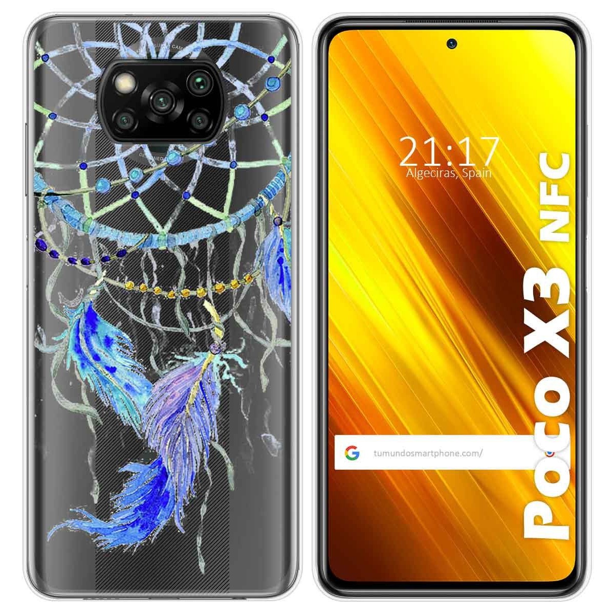 Tumundosmartphone Funda Gel Transparente para Xiaomi POCO X3 NFC / X3 PRO diseño Plumas Dibujos