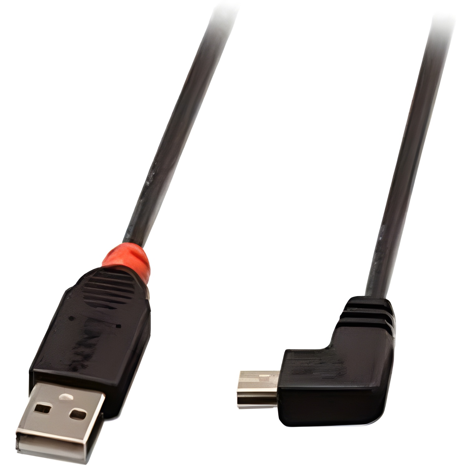 Lindy 31972 - Cable acodado USB 2.0, conector tipo A macho a tipo mini B, ángulo derecho de 90º, 2 m, color negro