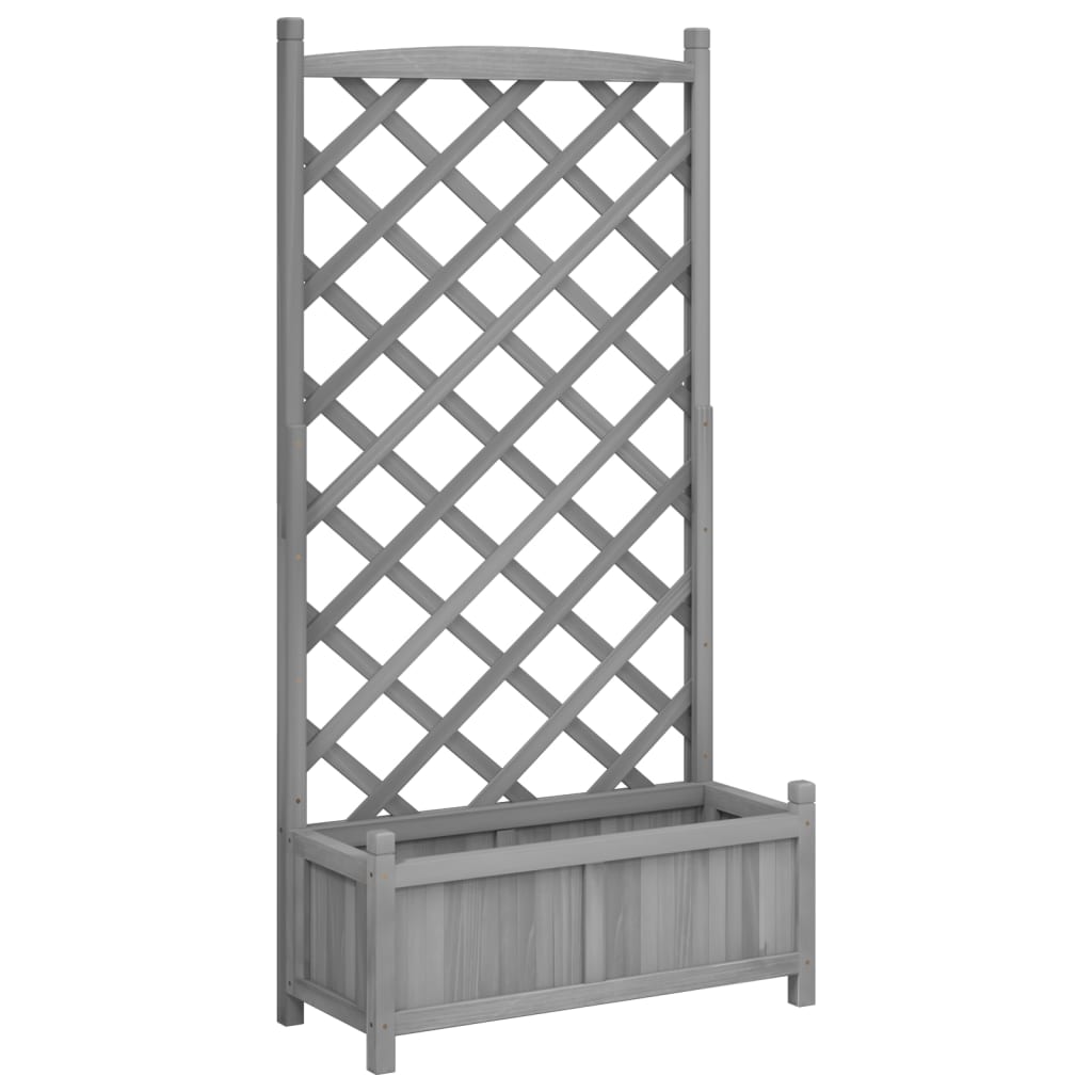 vidaXL Jardinera con enrejado madera maciza de abeto Color Marrón,  Gris,  Negro y mas
