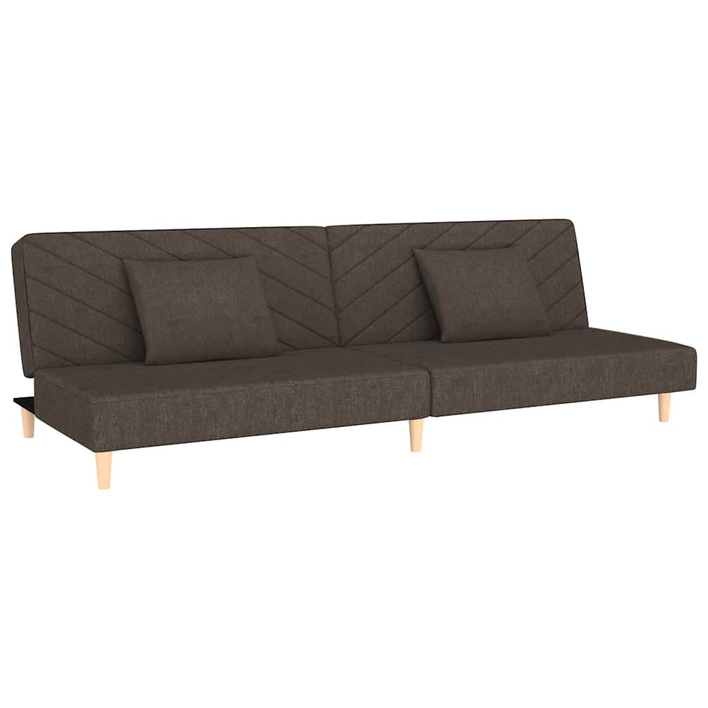 vidaXL Sofá cama de 2 plazas con dos almohadas tela marrón