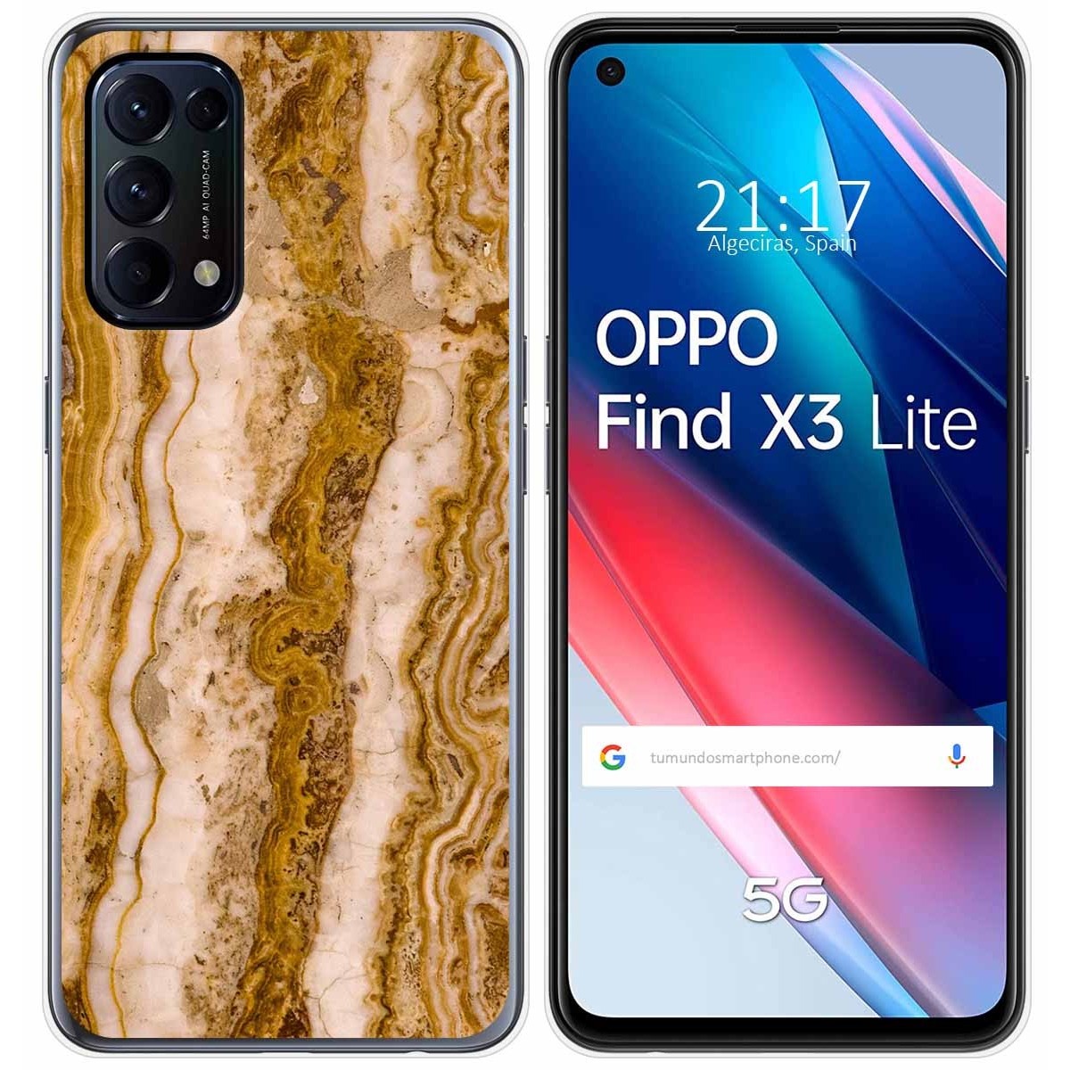 Tumundosmartphone Funda Gel Tpu para Oppo Find X3 Lite 5G diseño Mármol 10 Dibujos