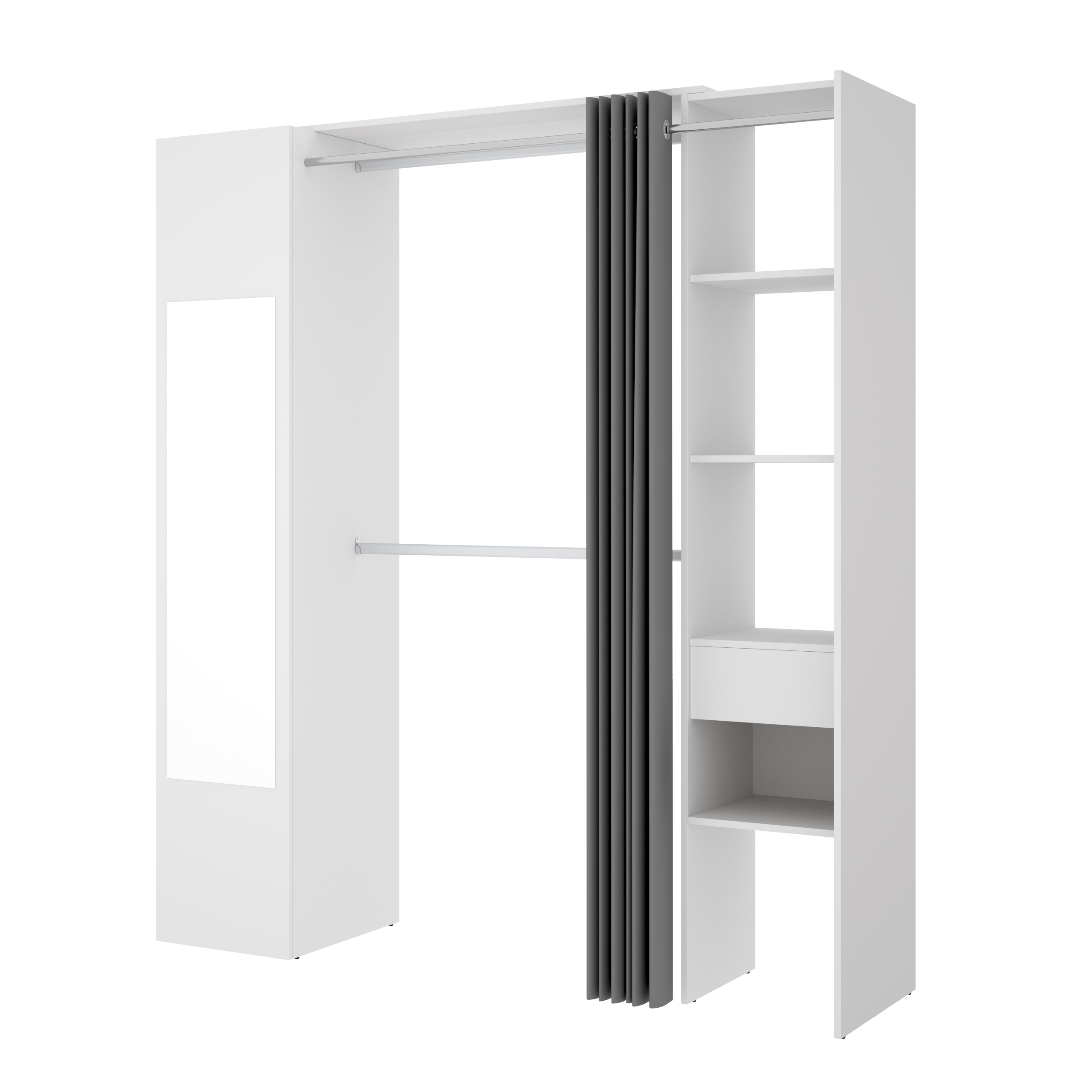 Dekit Kit Vestidor Blanco con Columna Espejo y Cortina - SUIT