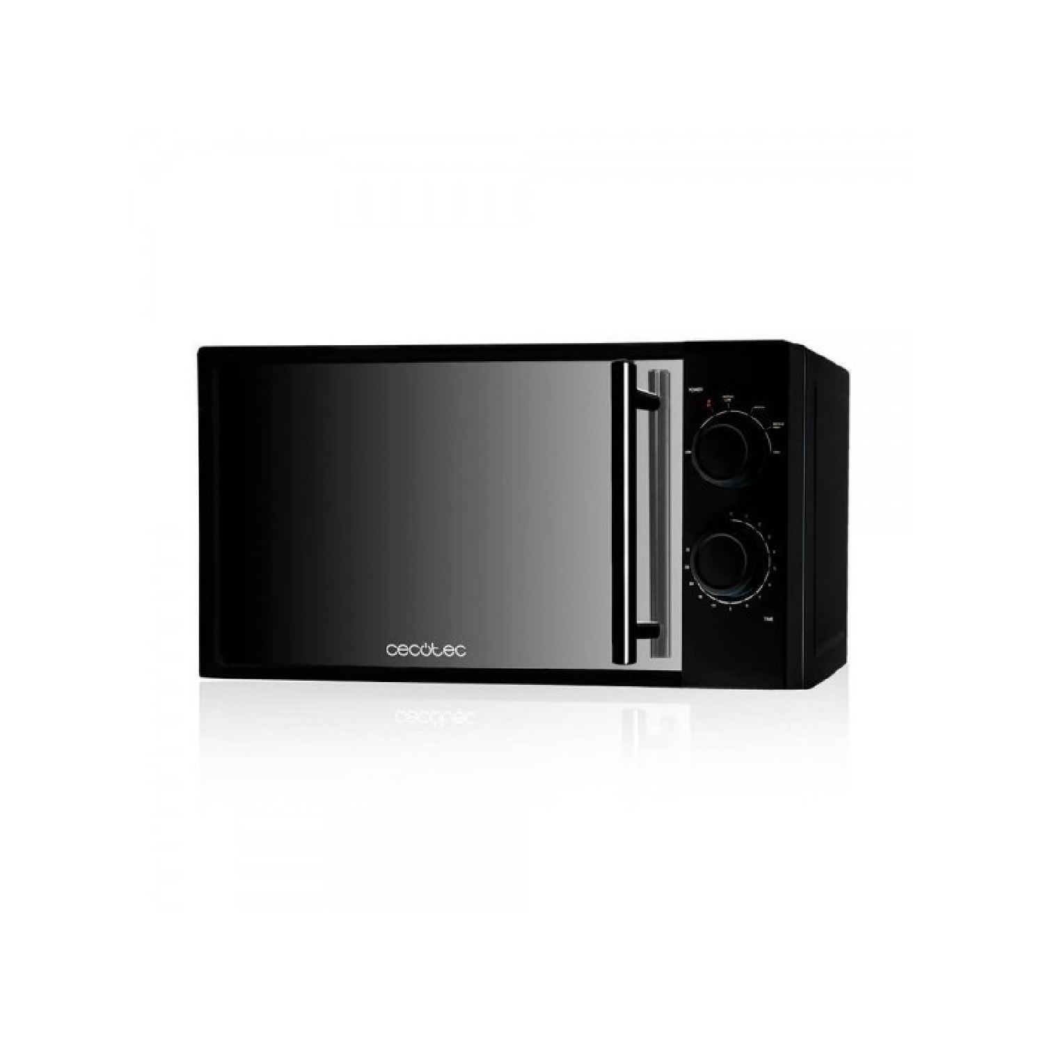 Cecotec Microondas All Black. 700 W de Potencia Capacidad de 20 l 6 niveles de Potencia Temporizador 30 min Modo Descongelar Acabado en espejo