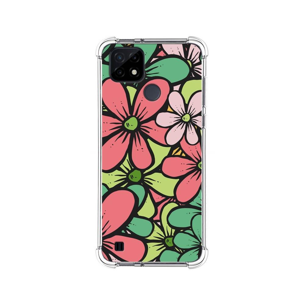 Tumundosmartphone Funda Silicona Antigolpes Realme C21 Flores 02 Personalizada