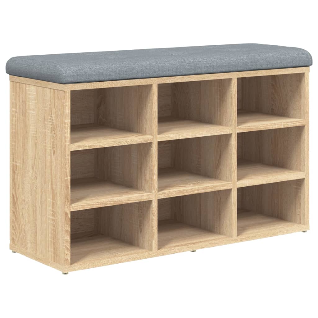 vidaXL Banco zapatero madera de ingeniería roble Sonoma 82x32x50 cm