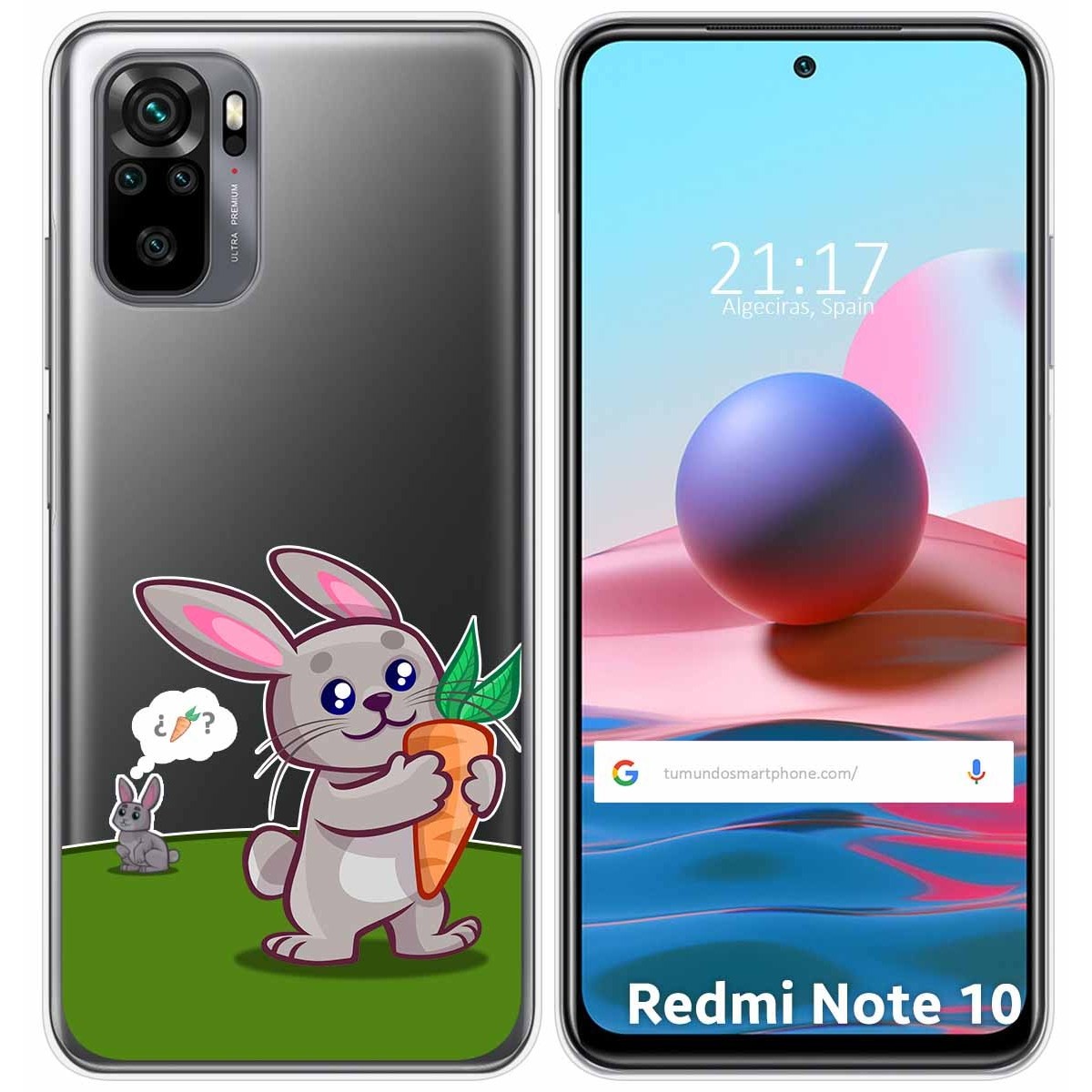Tumundosmartphone Funda Gel Transparente para Xiaomi Redmi Note 10 / 10S diseño Conejo Dibujos