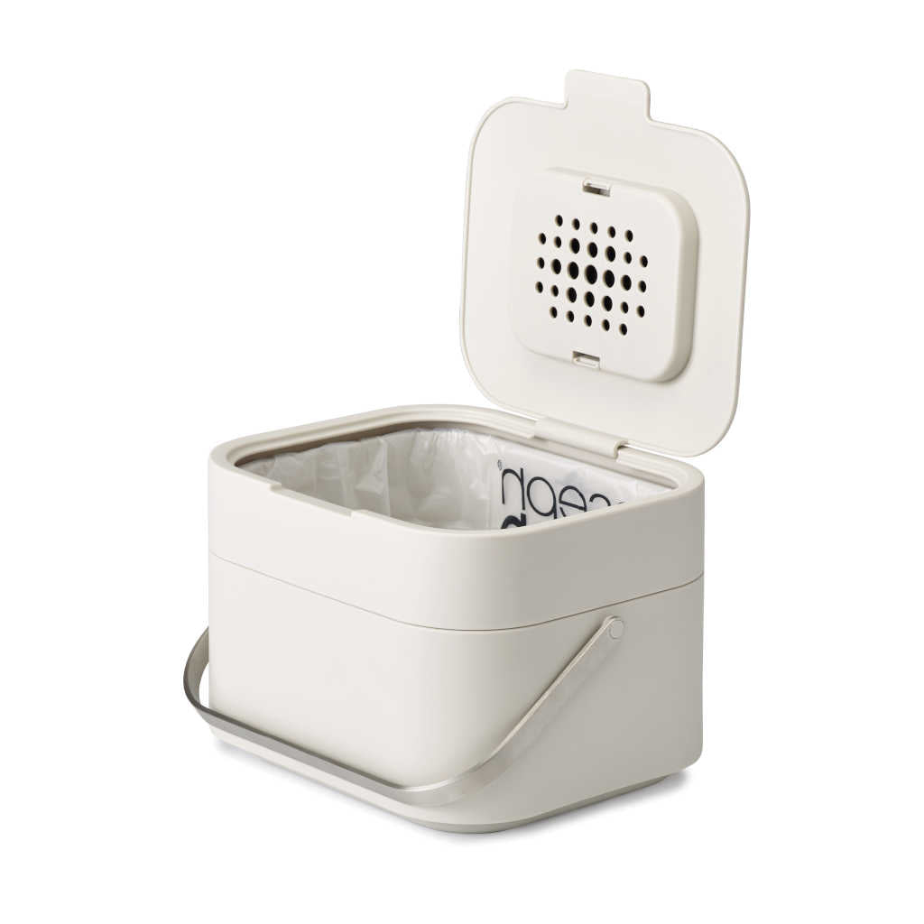 Contenedor de Reciclaje Stack 4 L de Joseph Joseph para Basura Orgánica con Sistema de Ventilación y Filtro Atrapa Olores, Ideal para Encimera