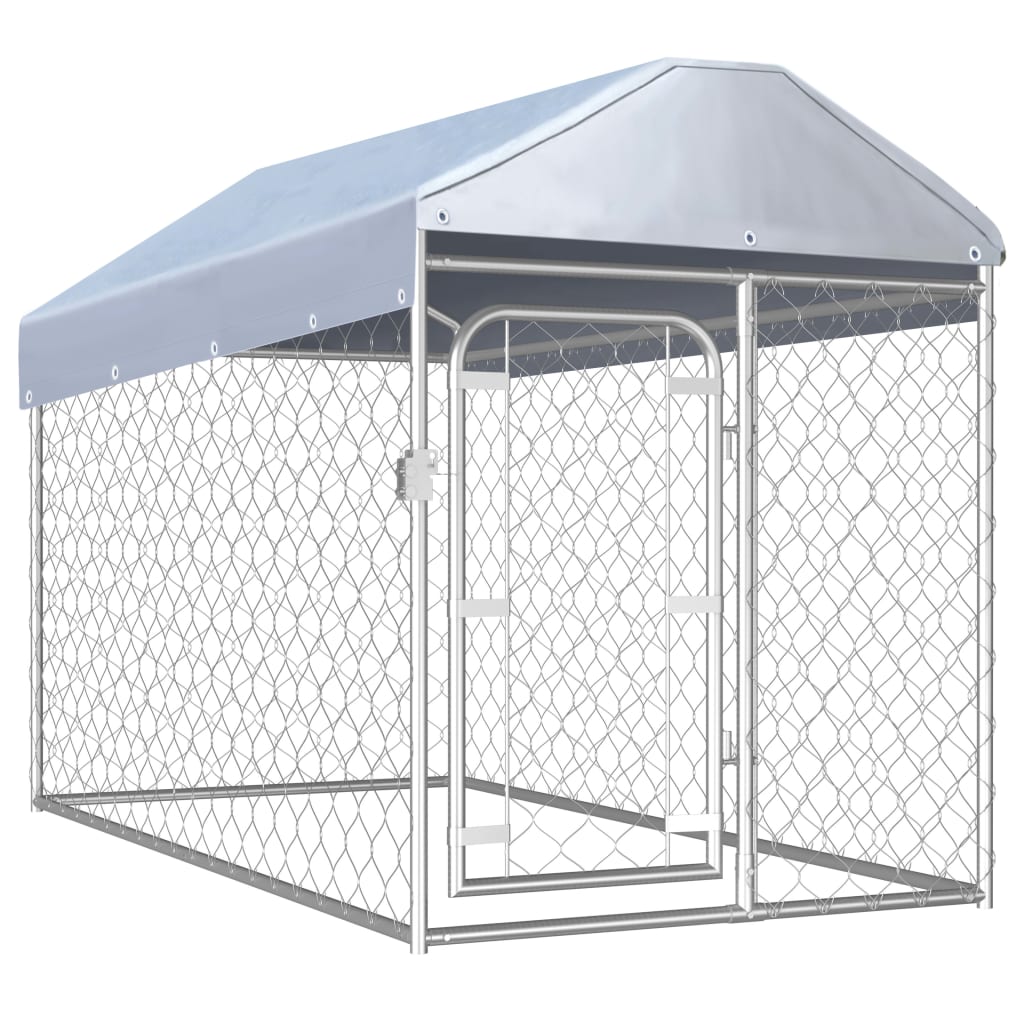 vidaXL Perrera de Exterior con Techo Jaula Perros Mascotas Animales Dimensiones 100x100x125 cm, 200x100x125 cm, 200x200x135 cm